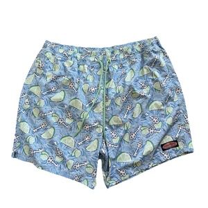 Vineyard Vines Swim Trunks Shorts Mens 2XB Blue Lemon Limes Mesh Lined Chappy